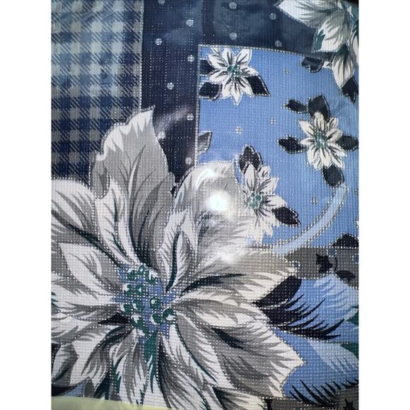 Sultan's Christmas Blue Floral VINYL Table Cloth 52" x 70", 4-6 Seat, Rectangle - Picture 6 of 10